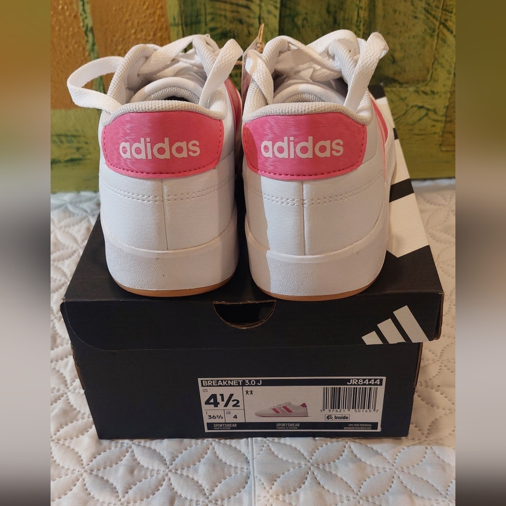 Adidas Kids Sneakers in White and Pink Stripes - Picture 6 of 6